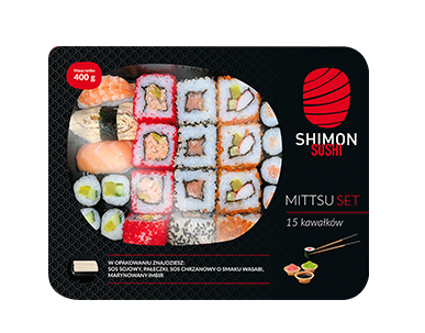 Shimon sushi - logo, opakowanie